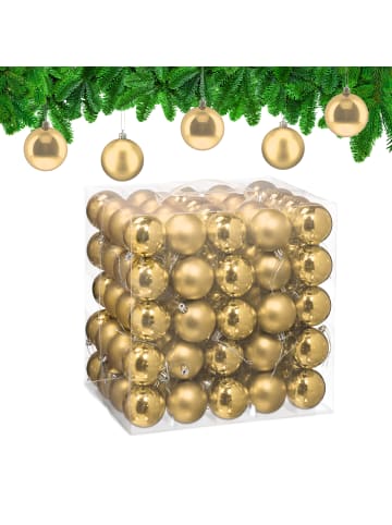 relaxdays 100-tlg. Weihnachtskugeln Set in Gold