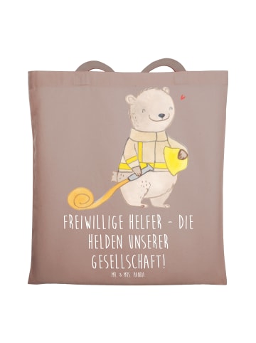 Mr. & Mrs. Panda Tote Bag Freiwilliger Held mit Spruch in Braun Pastell