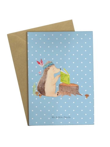 Mr. & Mrs. Panda valentinstagskarte Igel Federschmuck ohne Spruch in Blau Pastell