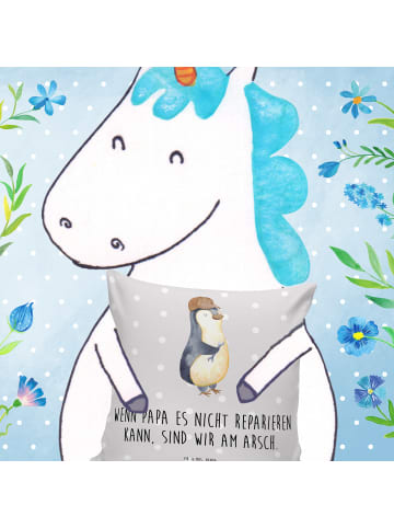 Mr. & Mrs. Panda Kuschel Kissen Wenn Papa es nicht reparieren ka... in Grau Pastell