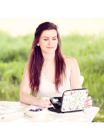 Mr. & Mrs. Panda Schulmäppchen Blumen Leben mit Spruch in Bunt