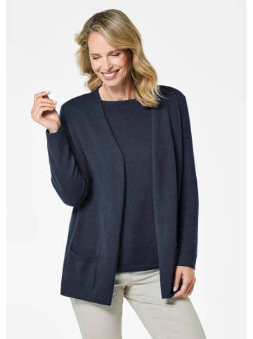 GOLDNER Kurzgröße:  Kaschmirstrickjacke Langarm Feinstrick-Cardigan in marine