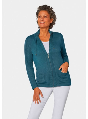 GOLDNER Kurzgröße:  Strickjacke Sportliche Strickjacke in dunkelpetrol