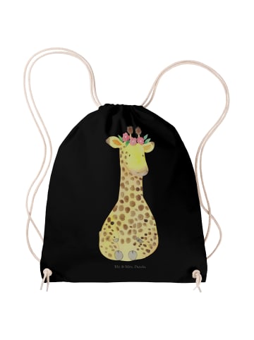 Mr. & Mrs. Panda Sportbeutel Giraffe Blumenkranz ohne Spruch in Schwarz