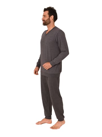 NORMANN Langarm Schlafanzug Pyjama Bündchen - 86193 in anthrazit