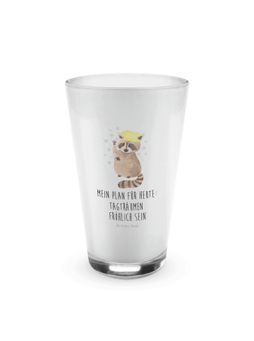 Mr. & Mrs. Panda Latte Macchiato Glas Waschbär mit Spruch in Transparent