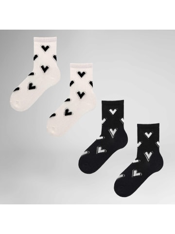 Hudson Socken Hearts 2-Pack gemustert in Black/white