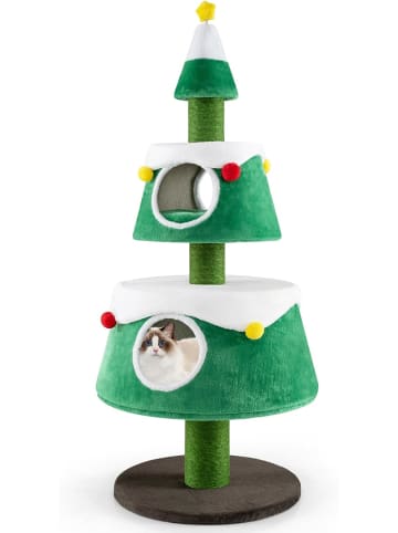 COSTWAY 153 cm Kratzbaum für Weihnachten Katzenbaum in Grün
