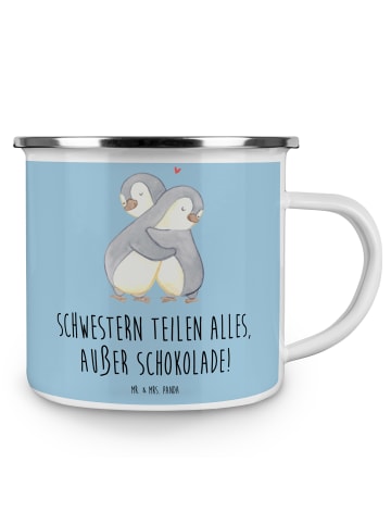 Mr. & Mrs. Panda Teetasse Schwestern Liebe mit Spruch in Blau Pastell