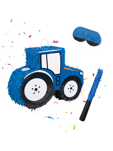 relaxdays 3-tlg. Pinata Set "Traktor" in Blau
