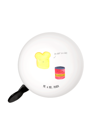 Mr. & Mrs. Panda XL Fahrradklingel Toast Marmelade ohne Spruch in Weiß