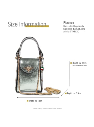 Florence Leder Umhängetasche Florence Tasche silbergrau metallic ca. 13cm