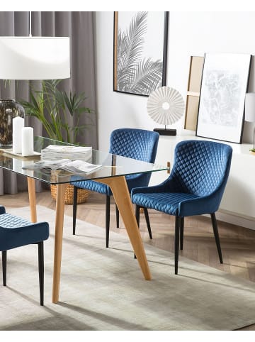 Beliani 2er-Set Esszimmerstuhl SOLANO in Blau/Schwarz