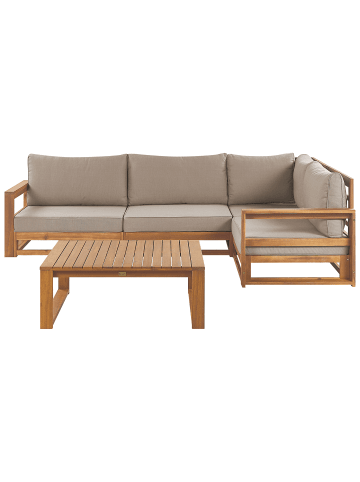 Beliani 2-tlg Lounge Set TIMOR in Braun/Grau/Beige