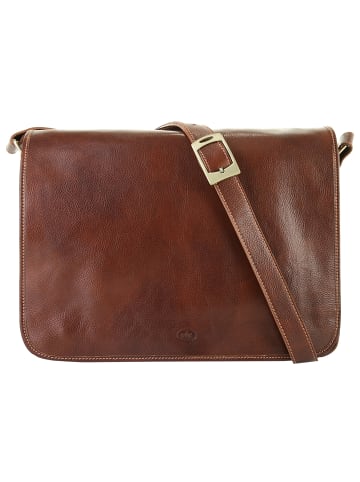 piké Messenger-Bag echt Leder in braun