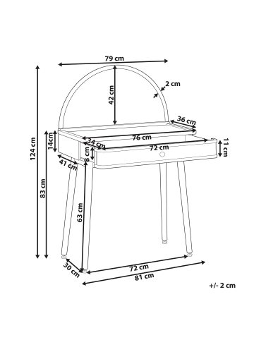 Beliani Schminktisch RANCHERIA in Braun - (W) 81 x (H) 124 x (L) 41 cm