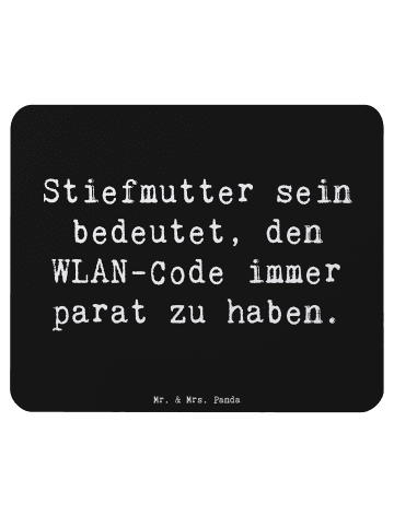 Mr. & Mrs. Panda Mauspad Stiefmutter Heldin mit Spruch in Schwarz