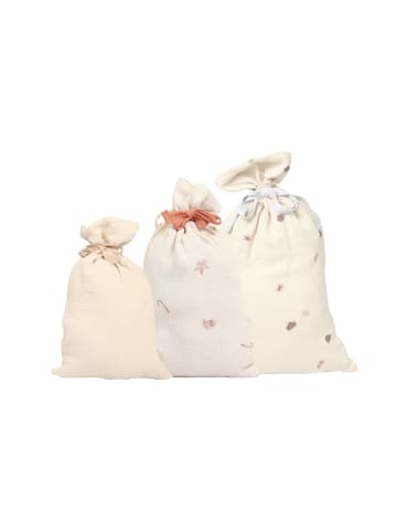 leevje Musselin Geschenksäcke 3er Set 'christmas' in beige