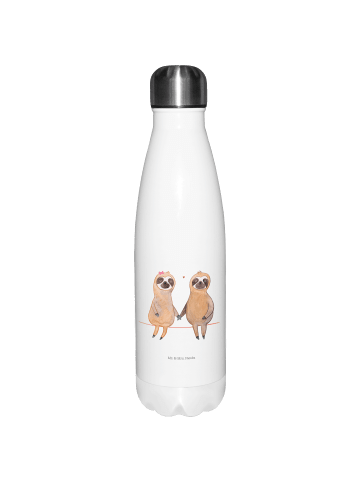 Mr. & Mrs. Panda Trinkflasche Edelstahl Faultier Pärchen ohne Sp... in Weiß