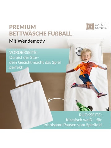 Carpe Sonno Kinderbettwäsche 135x200 Fussball in weiß