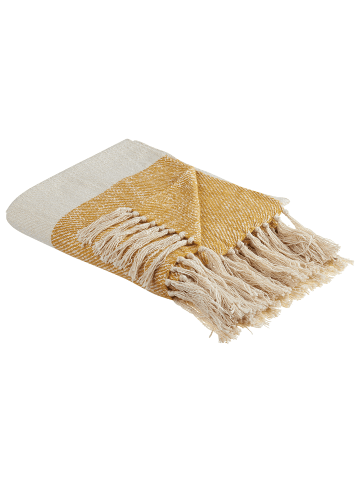 Beliani Kuscheldecke SALME in Beige/Orange - (W) 130 x (H) 0.3 x (L) 170 cm