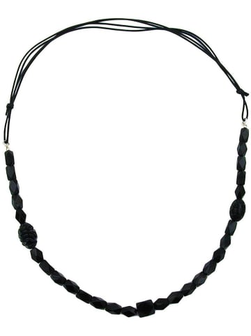 Gallay Kette mit Kunststoffperlen und Kordel in schwarz Kordel 90cm lang in schwarz