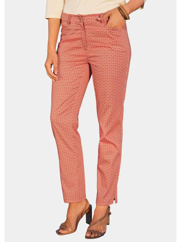 GOLDNER Trageangenehme Hose mit grafischem Minimaldruck in papaya / gemustert