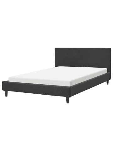 Beliani Doppelbett FITOU in Schwarz/Dunkler Holzfarbton - (W) 150 x (H) 87 x (L) 214 cm