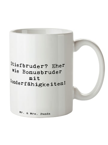 Mr. & Mrs. Panda Tasse Stiefbruder mit Spruch in Weiß