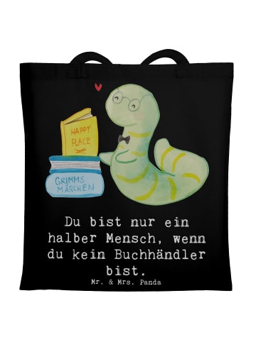 Mr. & Mrs. Panda Tote Bag Buchhändler Herz mit Spruch in Schwarz