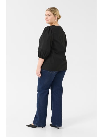 KAFFE curve Langarm-Bluse KClilje in Black Deep