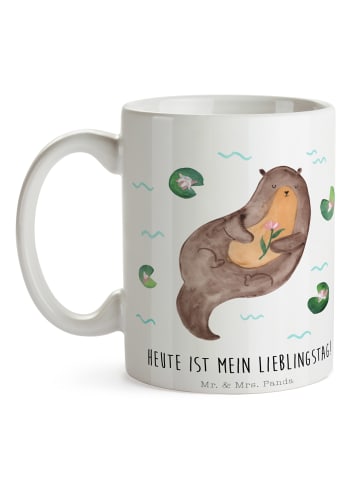 Mr. & Mrs. Panda Tasse Otter Seerose mit Spruch in Weiß