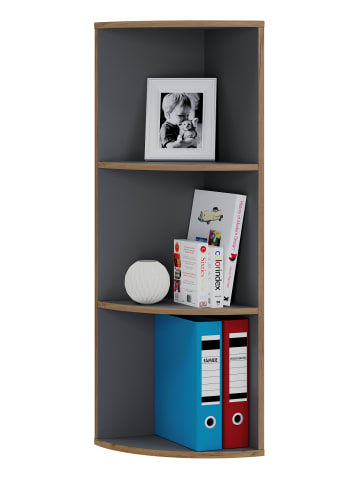 VCM Elegantes Holzregal Eckregal Regal Salia 3fach in Anthrazit