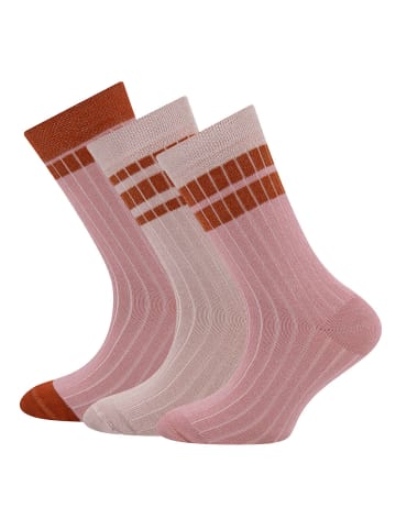 ewers 3er-Set Socken 3er Pack Rippe/Ringel in rosenrauch-old rose-kupfer