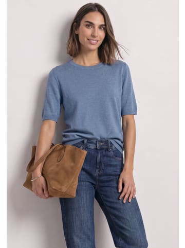 Street One Kurzarm Feinstrickpullover mit Rundhals in Northern Blue Mel.