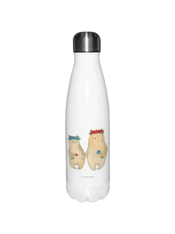 Mr. & Mrs. Panda Thermosflasche Bären mit Blumenkranz ohne Spruch in Weiß