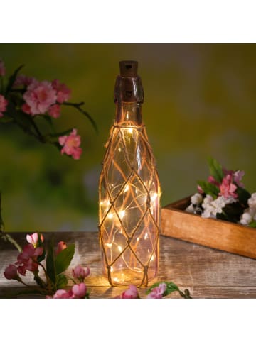 MARELIDA LED Dekoflasche mit Juteseil Leuchtflasche H: 28cm in lila