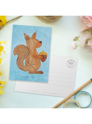 Mr. & Mrs. Panda Ansichtskarte Eichhörnchen Weihnachtszeit ohne ... in Eisblau