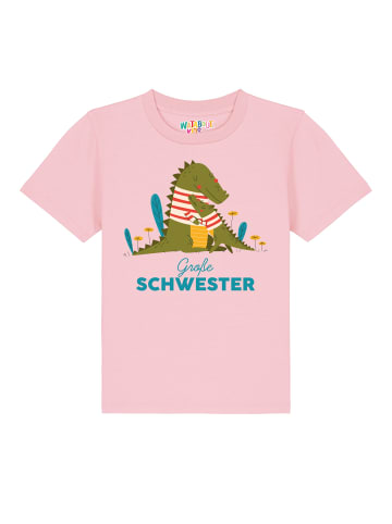 wat? Apparel T-Shirt Krokodil Große Schwester in Rosa