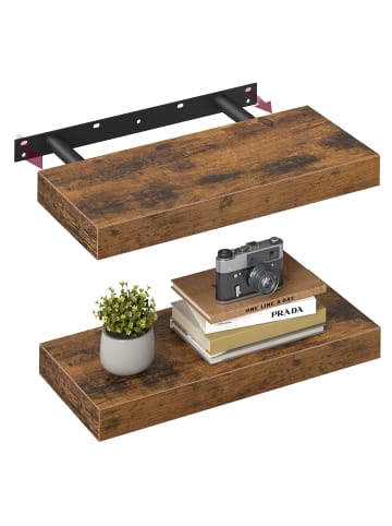 VASAGLE 2er-Set: Wandregal in vintage - (B)40 x (H)3.8 x (T)20 cm