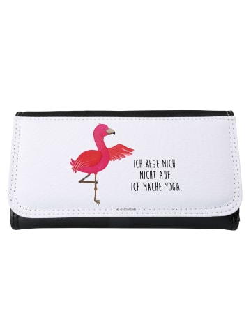 Mr. & Mrs. Panda Damen Portemonnaie Flamingo Yoga mit Spruch in Weiß