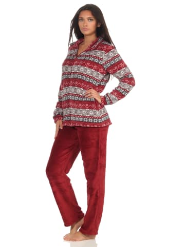 NORMANN Hausanzug Coralfleec Norweger Design - 51164 in rot