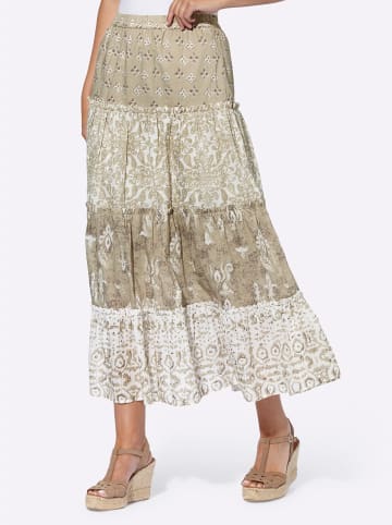 Heine Stufenrock in schlamm-ecru-bedruckt