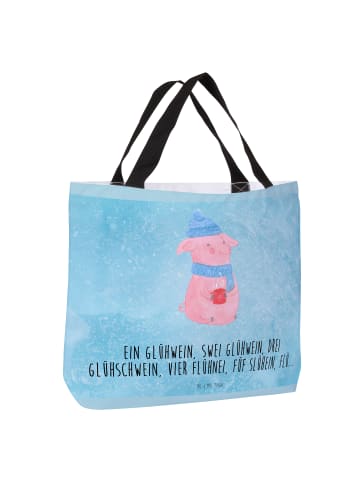 Mr. & Mrs. Panda Reisetasche Schweinchen Glühwein mit Spruch in Eisblau