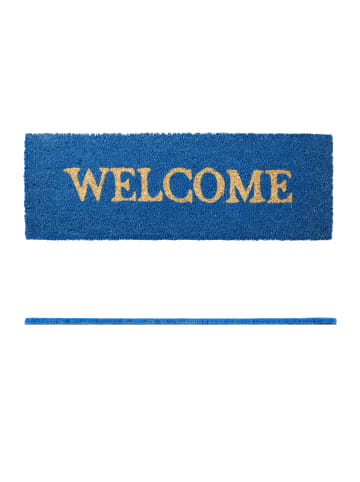 relaxdays Fußmatte Welcome in Blau - (B)75 x (T)25 cm