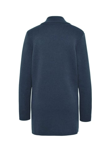 GOLDNER Kurzgröße:  Kuschelweiche, kaschierende Strickjacke in jeansblau