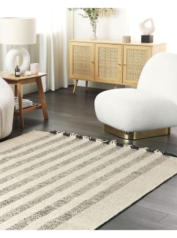 Beliani Kurzflor TACETTIN in Weiß/Schwarz - (W) 140 x (H) 1 x (L) 200 cm