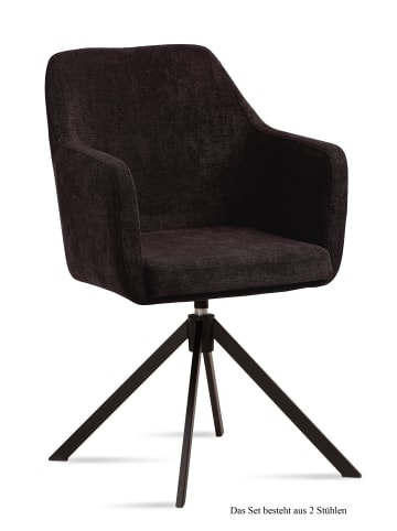 58 aufm Kessel ARMLEHNSTUHL drehbar (2er-Set) Denice 57x87x60 Schwarz/Espresso