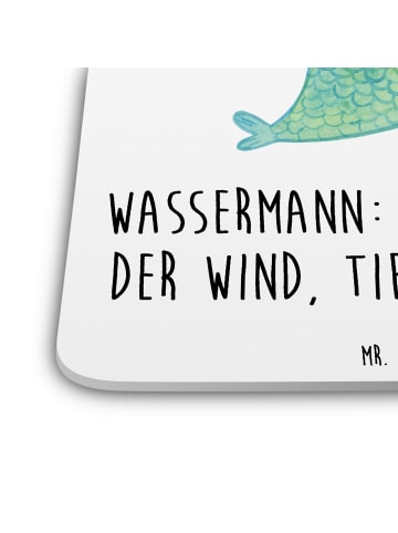 Mr. & Mrs. Panda Glasuntersetzer Wassermann Astrologie mit Spruch in Weiß