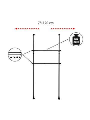 Wenko Garderobensystem HERKULES Kleidungsstangen, 2er-Set in Schwarz, (L) 3 cm